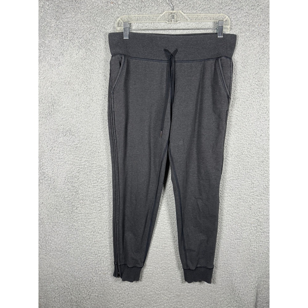 Lululemon No Sweat Pant Women's 8 Gray Full Zip Sides Mid Rise Jogger Stretch